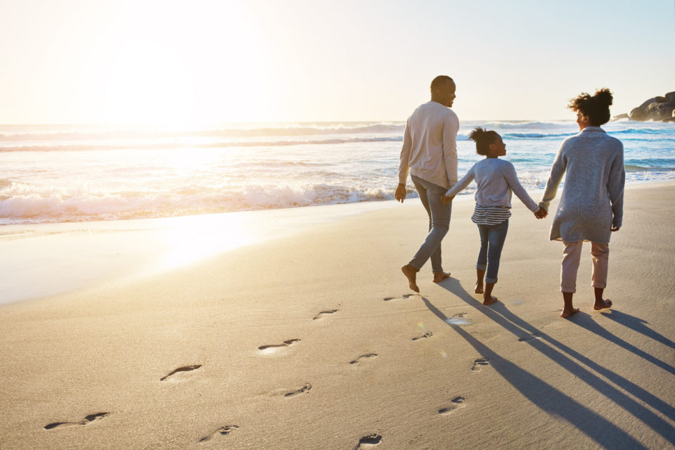 Sunset strolls on the beach with the fam