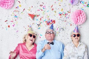 Seniors having fun at a party