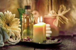 Products for a relaxing massage at the spa